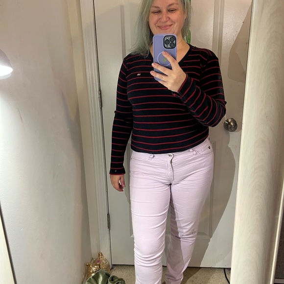 POLO JEAANS CO RALPH LAUREN CHICAGO BULLS RED BLACK TOP SHRUNK FITS AS PETITE L - Picture 2 of 8